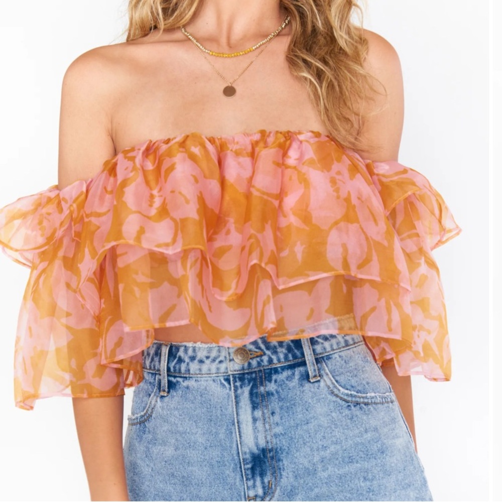 Show Me Your MuMu Rosella Ruffle Top in Flirty Floral Size Medium - Picture 4 of 8